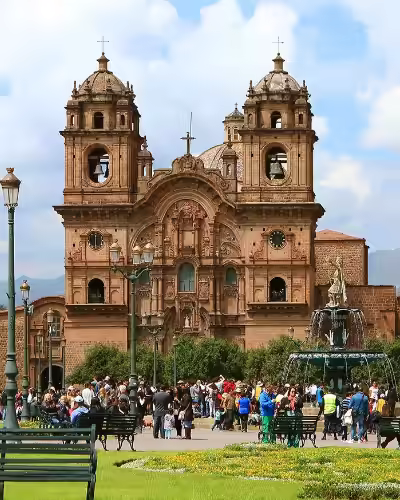 Tourists visiting Cusco's Plaza de Armas