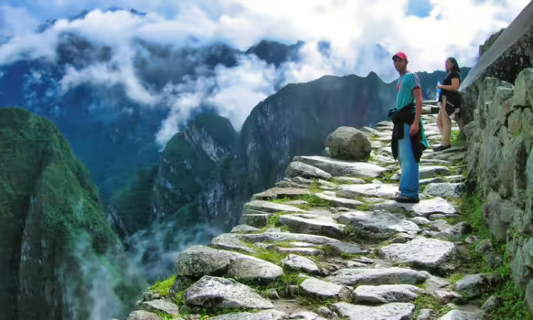 Group arriving at Machu Picchu via Inca Trail